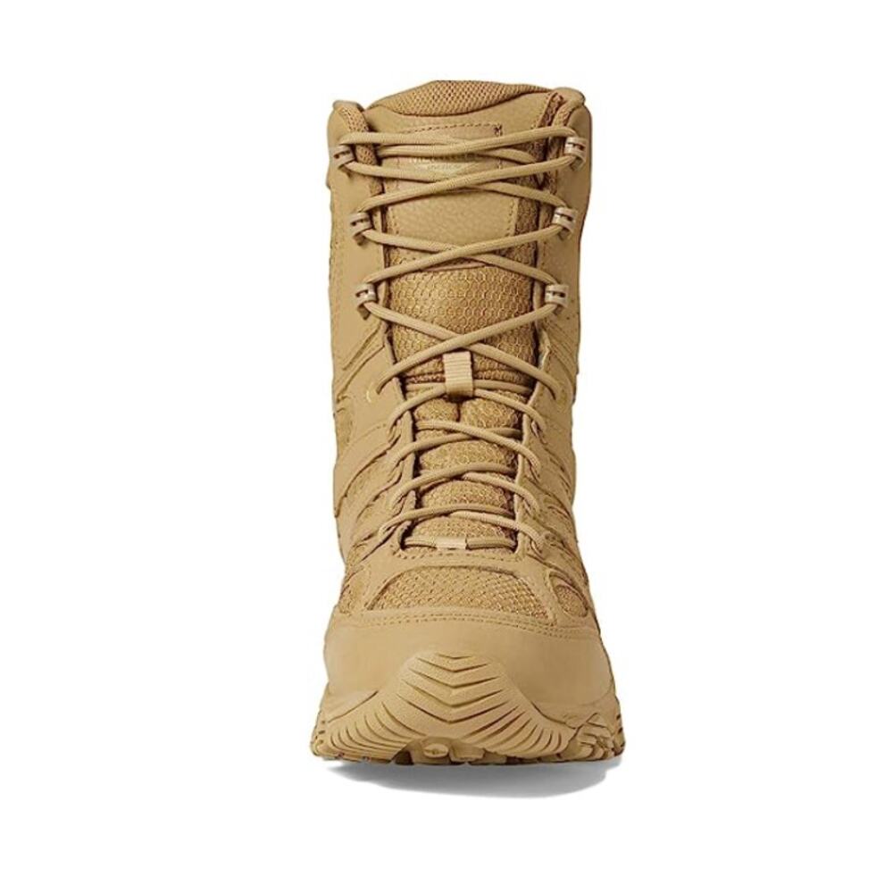 Merrell Work Moab 3 8" Tactical Zip Boots Mens 6.5 Womens 8 Tan Leather WP NIB - Picture 3 of 13